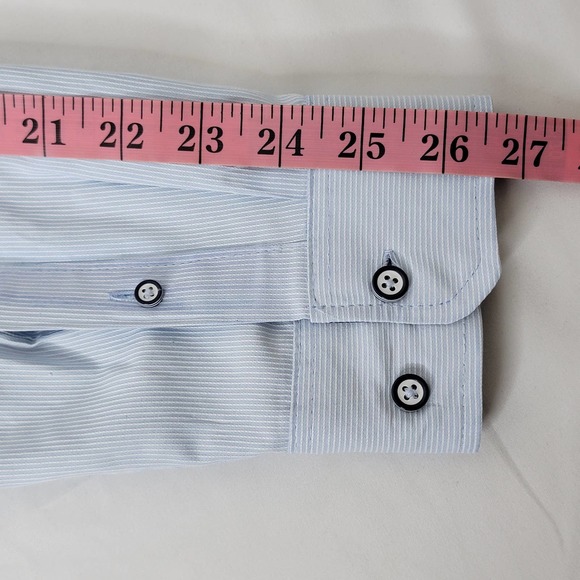 Craft Flow Seersucker Sky Blue Long Sleeve Pattern Flip Cuff Button Shirt Large - Picture 10 of 10